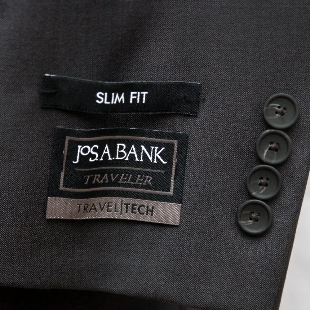 Jos A Bank Mens Blazer Sport Coat Size 44L Grey SLIM‎ FIT D060384 38KP